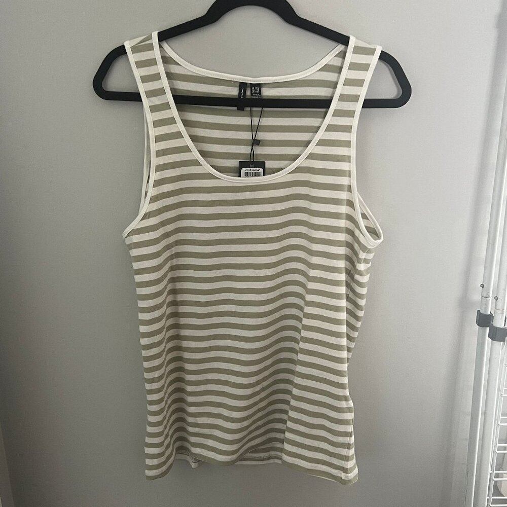 Vero Moda Green/Cream Striped Tank, Size XXL